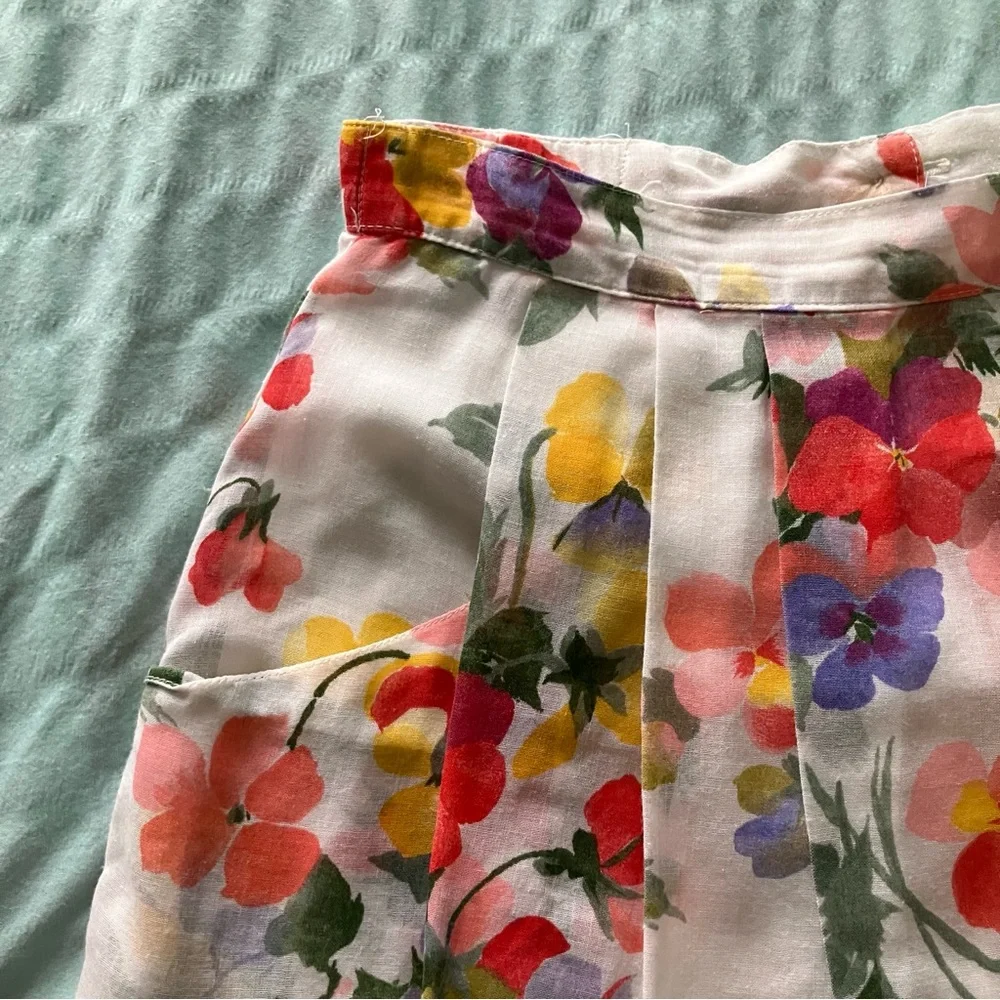 Vintage Floral A-Line Petite Skirt with Pockets - Picture 4 of 7